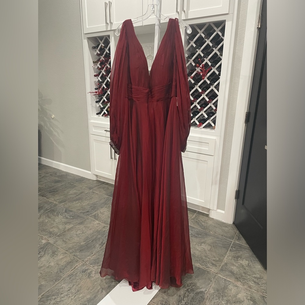 Mac Duggal Burgundy Red Maxi Evening Gown - Picture 8 of 10